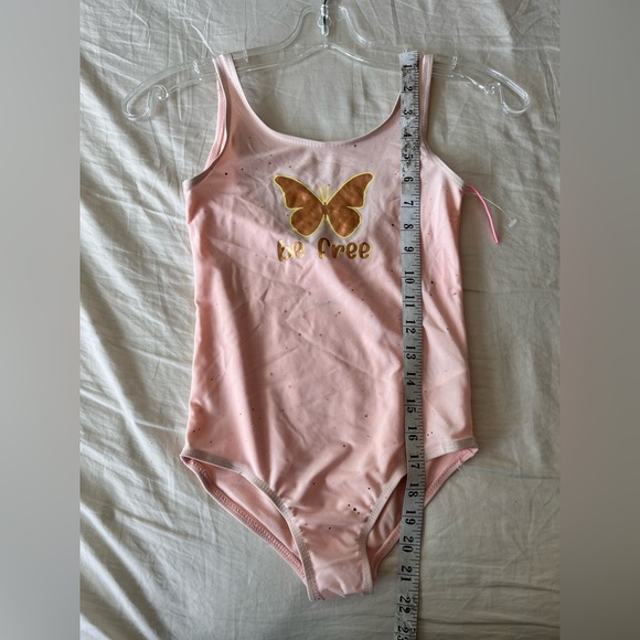 NWOT Young Hearts Pink Glitter Butterfly Swimsuit 7 - Picture 6 of 12